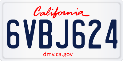 CA license plate 6VBJ624