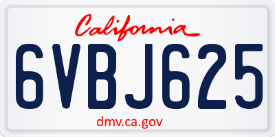 CA license plate 6VBJ625