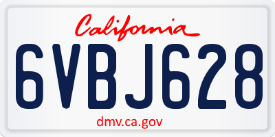 CA license plate 6VBJ628
