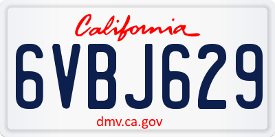 CA license plate 6VBJ629