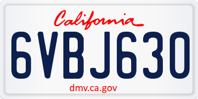 CA license plate 6VBJ630
