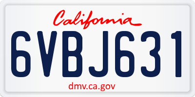 CA license plate 6VBJ631