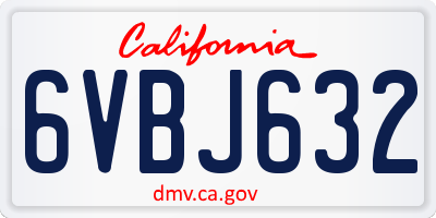 CA license plate 6VBJ632