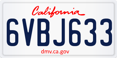 CA license plate 6VBJ633
