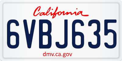 CA license plate 6VBJ635