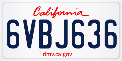 CA license plate 6VBJ636