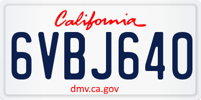 CA license plate 6VBJ640