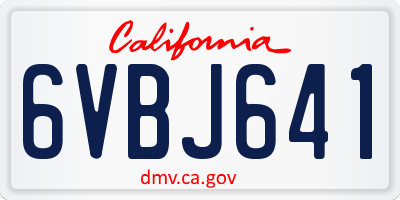 CA license plate 6VBJ641