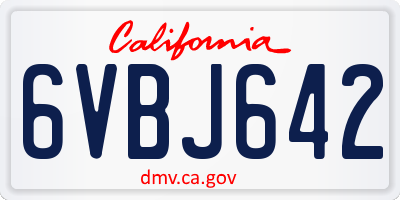 CA license plate 6VBJ642