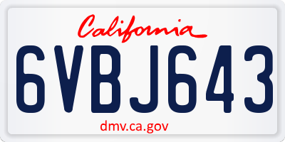 CA license plate 6VBJ643