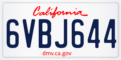 CA license plate 6VBJ644
