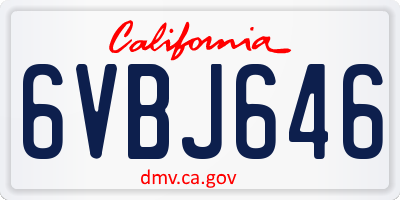 CA license plate 6VBJ646