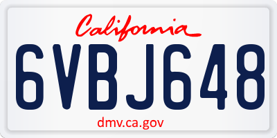 CA license plate 6VBJ648