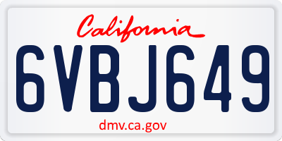 CA license plate 6VBJ649