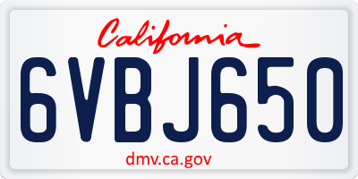 CA license plate 6VBJ650