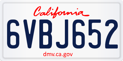 CA license plate 6VBJ652