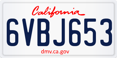 CA license plate 6VBJ653