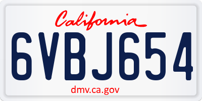 CA license plate 6VBJ654