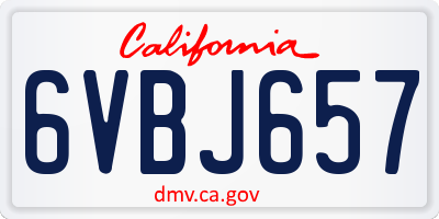 CA license plate 6VBJ657