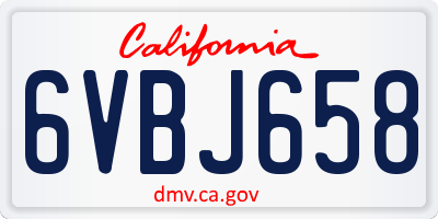 CA license plate 6VBJ658