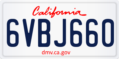 CA license plate 6VBJ660