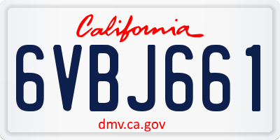 CA license plate 6VBJ661
