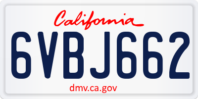 CA license plate 6VBJ662