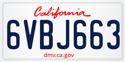 CA license plate 6VBJ663