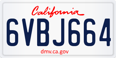 CA license plate 6VBJ664