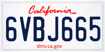 CA license plate 6VBJ665