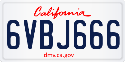 CA license plate 6VBJ666