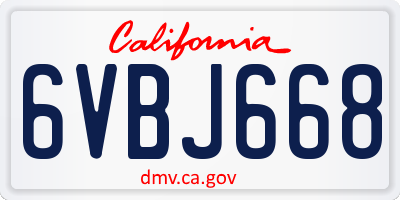 CA license plate 6VBJ668