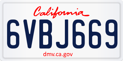 CA license plate 6VBJ669