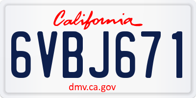 CA license plate 6VBJ671