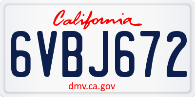 CA license plate 6VBJ672