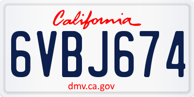 CA license plate 6VBJ674