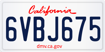 CA license plate 6VBJ675