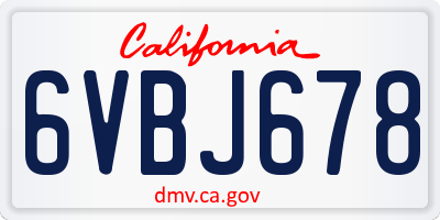 CA license plate 6VBJ678