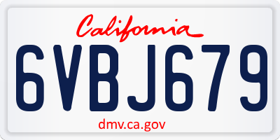 CA license plate 6VBJ679