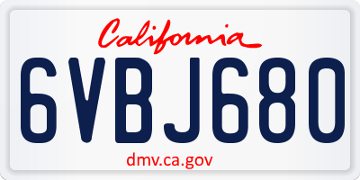 CA license plate 6VBJ680
