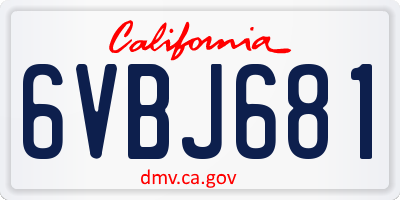 CA license plate 6VBJ681