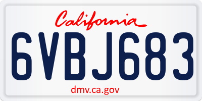 CA license plate 6VBJ683