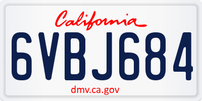 CA license plate 6VBJ684