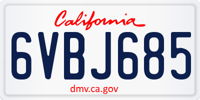 CA license plate 6VBJ685