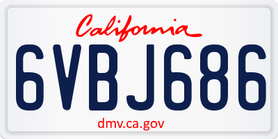CA license plate 6VBJ686