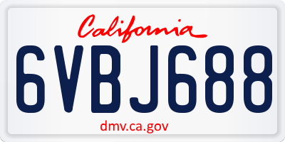 CA license plate 6VBJ688