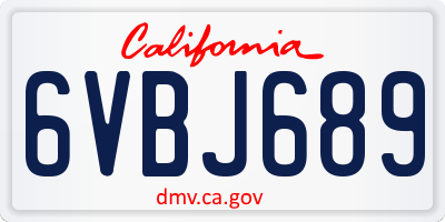 CA license plate 6VBJ689