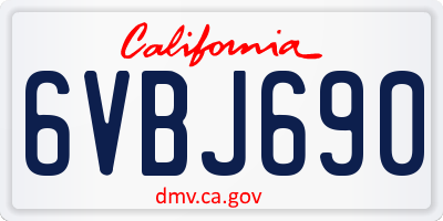 CA license plate 6VBJ690