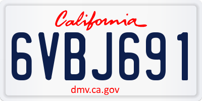 CA license plate 6VBJ691