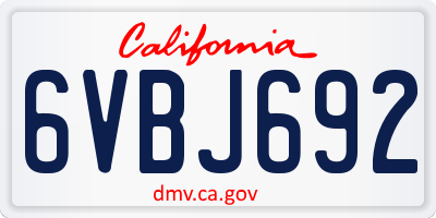 CA license plate 6VBJ692